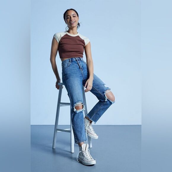 Pacsun High Rise Straight Ripped Jeans Size 27 - Picture 1 of 3